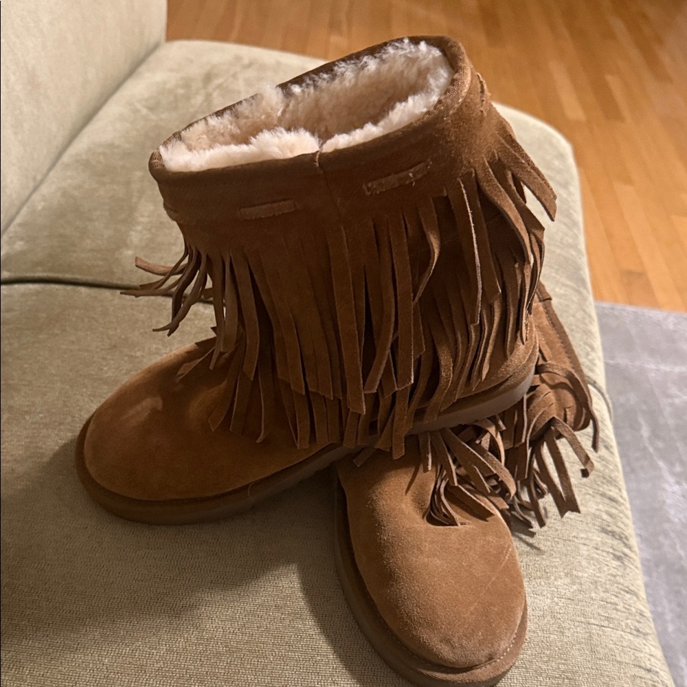 Kookaburra Fringed Tan Women's Boots - Picture 2 of 6
